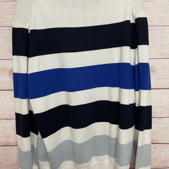NWT Nautica Mens Striped Cotton Sweater  XL Navy Blue White  $59 - Picture 2 of 3